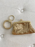 Whiting & Davis Vintage 1940's Gold Mesh Coin Pouch with Key Ring