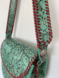 Double J Saddlery Turquoise Antique Floral Saddle Bag SB26