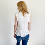 Lucky Brand Embroidered Ruffle Blouse NWT S