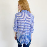 Chico's Sheer Button down Stripe Blouse