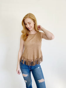 NIC + ZOE Suede Fringe Tank Top Small