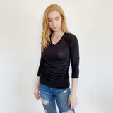 LILLA P Cotton Classic V-neck Long Sleeve Tee S