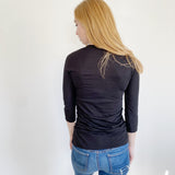 LILLA P Cotton Classic V-neck Long Sleeve Tee S