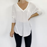 Free People White Pocket Tee in White Small