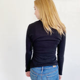 Nic + Zoe Cotton long sleeve black Buckle Top NWT M