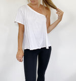 Free People one shoulder White Top size Large