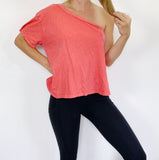 Free People one shoulder Salmon Top size Large