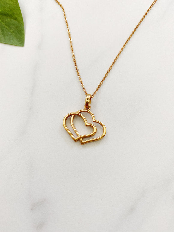 Fossil Rose Gold Double Heart Necklace