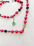 Betsey Johnson Pink & Black Beaded Necklace