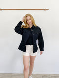 GOLDSIGN Black Denim The Waisted Fitted Jean Jacket NWT Large
