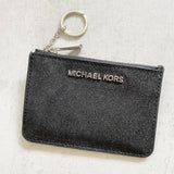 Michael Kors Card Coin Pouch Keychain Black Glitter