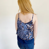 Chelsea + Violet Disco Navy Shimmer Tank Top Small