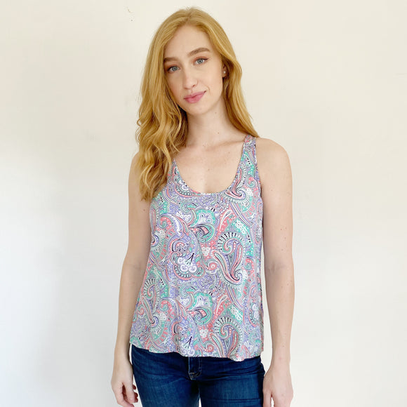 Frenchi by Nordstrom Paisley Lightweight Tank Small