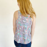 Frenchi by Nordstrom Paisley Lightweight Tank Small