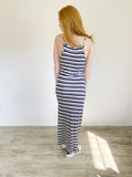 Splendid Navy Stripe Maxi Dress Cotton Stretch Medium