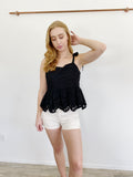 J. Crew Black Eyelet Ribbon Tank Top size 8
