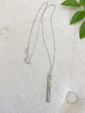 Silver Crystal Bar Necklace