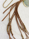 Layered Stone Fringe Leather Necklace