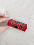 Vintage Wooden Carved Lipstick Case with Mirror