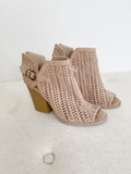 Charlotte Russe Leather Suede peep toe Booties size 6.5