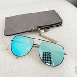 Quay Australia Blue Mirrored Aviator Sunglasses