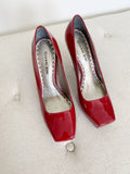 Gianni Bini Vintage Patent Leather Red Square Toe Heels 8