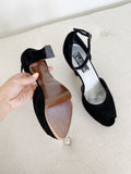 Vintage UNLISTED Black Peep toe Heels 7.5
