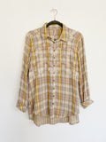 Free People Magical Plaid Embroidered Shirt Small