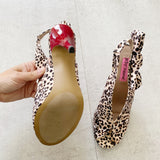 Betsey Johnson Leopard Bow Red Heels 7
