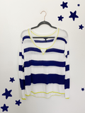 Splendid Lightweight Navy Knit Stripe Long Sleeve Large