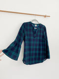 J.CREW Plaid Bell Sleeve Blouse Small