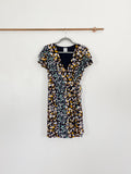 Blue Rain Floral Wrap Dress Large