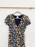 Blue Rain Floral Wrap Dress Large