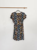 Blue Rain Floral Wrap Dress Large
