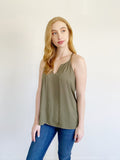 LOFT Silky Army Green Tank Top Large