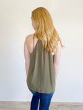 LOFT Silky Army Green Tank Top Large