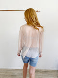 See By Chloé Revolve Sheer Tulle Sleeve Button Down Blouse