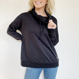 Simply Southern Black Turtleneck Pullover Sweatshirt S
