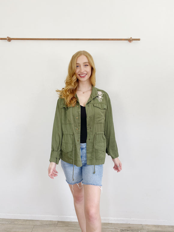 Time and Tru Embroidered Utility Jacket Small