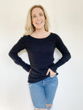 ARMANI EXCHANGE Gold Stud Long Sleeve Sweater S