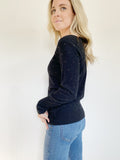 ARMANI EXCHANGE Gold Stud Long Sleeve Sweater S