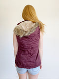 Faux Fur Hooded Vest Size Small