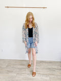 LOFT Gorgeous Teal Paisley Shimmer Kimono