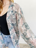 LOFT Gorgeous Teal Paisley Shimmer Kimono