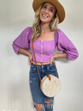 American Eagle Crop Purple Summer Top XS