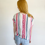 Thread & Supply Linen Tie Striped Top Large