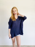Michael Kors Navy Knit Oversized Sweater Size S/M