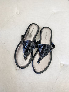 Pierre Dumas Leather Black Sandals 7.5