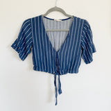 LA Hearts by Pacsun Crop Navy Tie Top XS