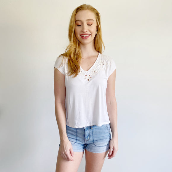 American Eagle Embroidered Floral Top XS